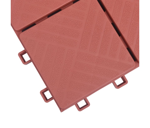 vidaXL terases flīzes, 10 gab., sarkanas, 30,5x30,5 cm, plastmasa