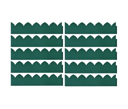 vidaXL zāliena apmales, 10 gab., zaļas, 65x15 cm, PP