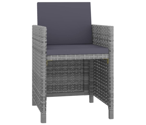 vidaXL 11-daļīgs dārza mēbeļu komplekts ar matračiem, PE, pelēks