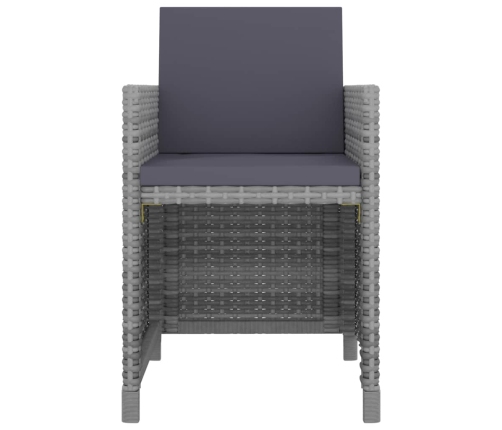 vidaXL 11-daļīgs dārza mēbeļu komplekts ar matračiem, PE, pelēks