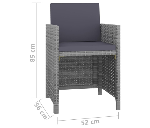 vidaXL 11-daļīgs dārza mēbeļu komplekts ar matračiem, PE, pelēks