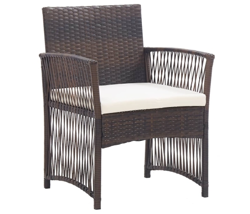 vidaXL dārza atpūtas krēsli ar matračiem, 2 gab., brūna PE rotangpalma