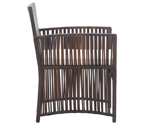 vidaXL dārza atpūtas krēsli ar matračiem, 2 gab., brūna PE rotangpalma