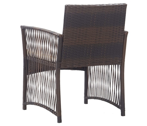 vidaXL dārza atpūtas krēsli ar matračiem, 2 gab., brūna PE rotangpalma