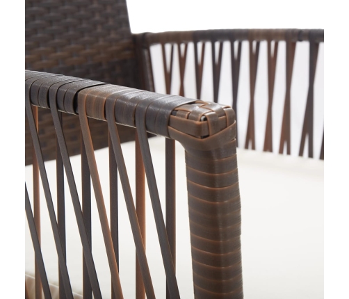 vidaXL dārza atpūtas krēsli ar matračiem, 2 gab., brūna PE rotangpalma