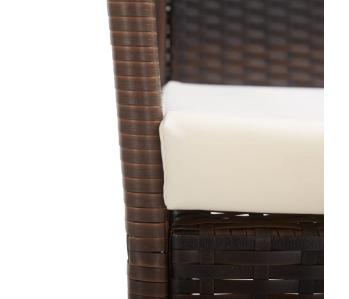 vidaXL dārza atpūtas krēsli ar matračiem, 2 gab., brūna PE rotangpalma