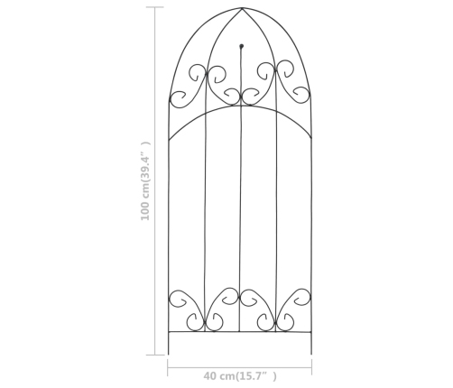 vidaXL vīteņaugu balsti, 3 gab., melni, 40x100 cm, dzelzs