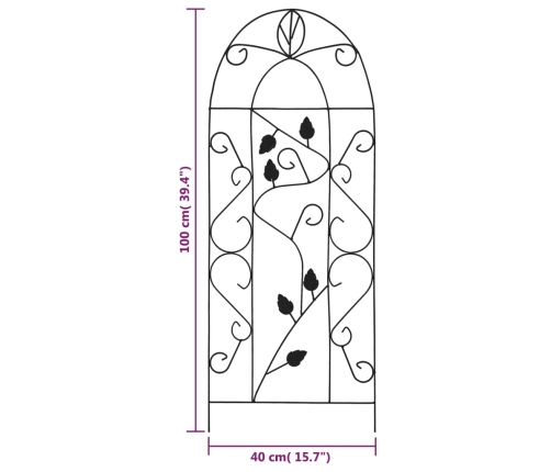 vidaXL vīteņaugu balsti, 3 gab., melni, 40x100 cm, dzelzs