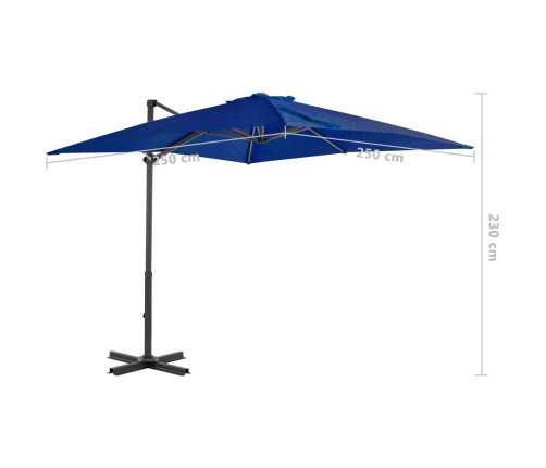 vidaXL dārza saulessargs ar alumīnija kātu, 250x250 cm, debeszils
