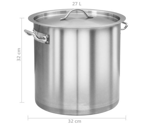 vidaXL zupas katls, 26 L, 32x32 cm, nerūsējošs tērauds