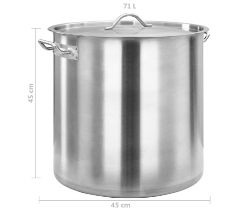 vidaXL zupas katls, 71 L, 45x45 cm, nerūsējošs tērauds
