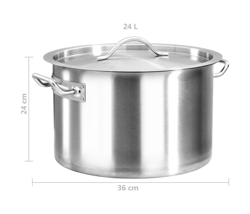 vidaXL zupas katls, 24 L, 36x24 cm, nerūsējošs tērauds