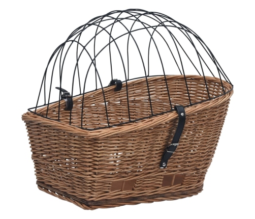vidaXL velosipēda aizmugurējais grozs ar pārsegu, 55x31x36 cm, vītols