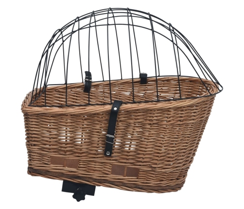 vidaXL velosipēda aizmugurējais grozs ar pārsegu, 55x31x36 cm, vītols