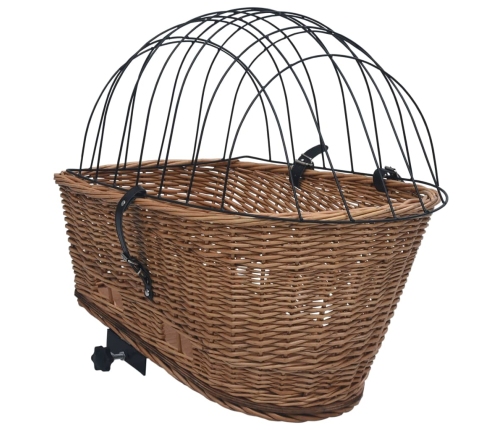 vidaXL velosipēda aizmugurējais grozs ar pārsegu, 55x31x36 cm, vītols