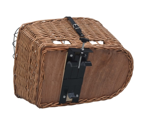 vidaXL velosipēda aizmugurējais grozs ar pārsegu, 55x31x36 cm, vītols