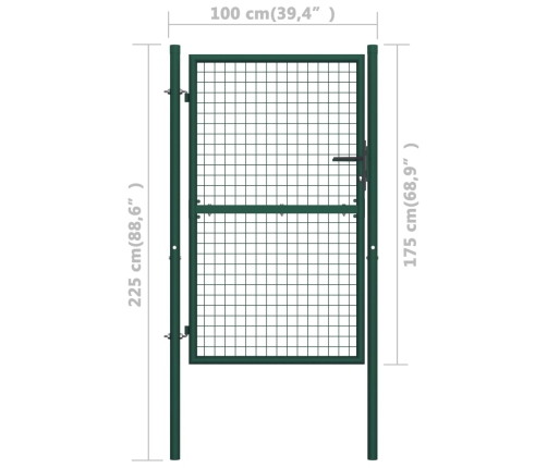 vidaXL žoga vārti, zaļi, 100x175 cm, tērauds