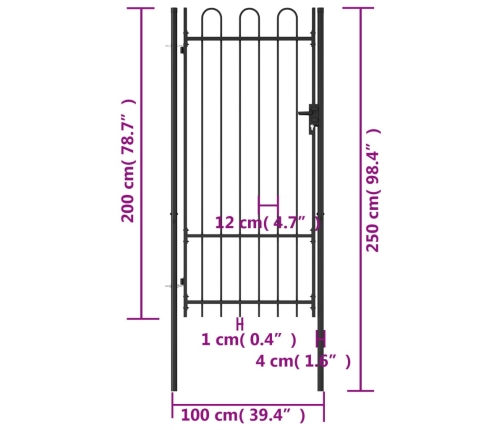 vidaXL žoga vārti ar arkveida formu, vienviru, melni, 1x2 m, tērauds