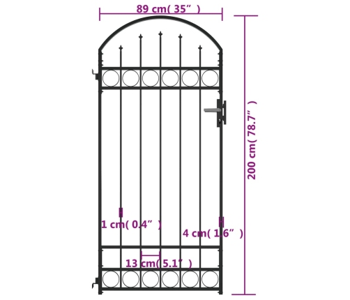 vidaXL žoga vārti ar arkveida formu, 89x200 cm, melns tērauds
