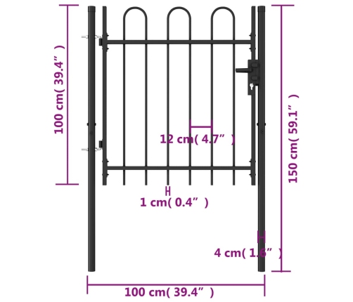 vidaXL žoga vārti ar arkveida formu, melni, 1x1 m, tērauds