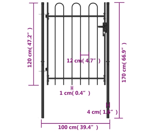 vidaXL žoga vārti ar arkveida formu, vienviru, melni, 1x1,2 m, tērauds