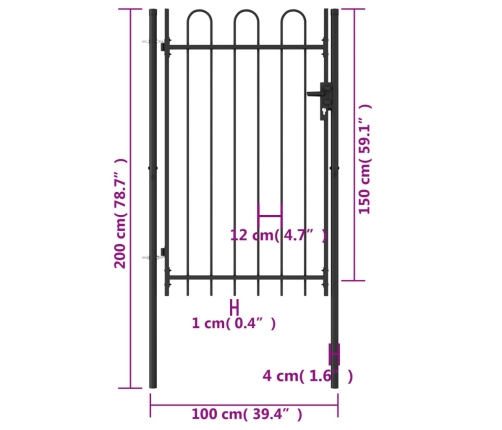 vidaXL žoga vārti ar arkveida formu, 1x1,5 m, melns tērauds