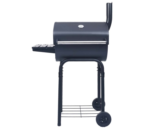 vidaXL kokogļu grils un kūpinātava, ar apakšējo plauktu, melns