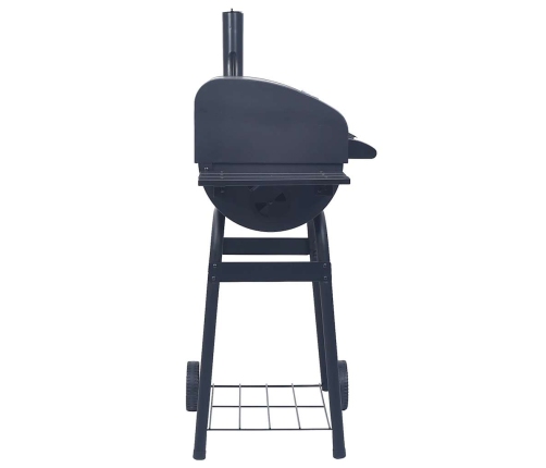 vidaXL kokogļu grils un kūpinātava, ar apakšējo plauktu, melns