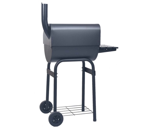 vidaXL kokogļu grils un kūpinātava, ar apakšējo plauktu, melns