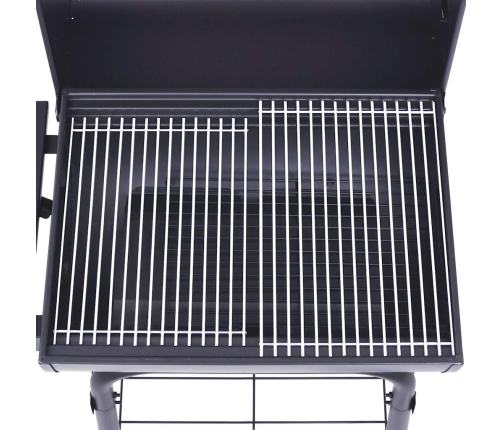 vidaXL kokogļu grils un kūpinātava, ar apakšējo plauktu, melns