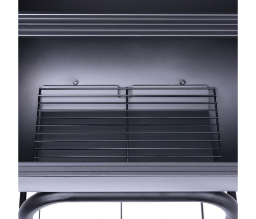 vidaXL kokogļu grils un kūpinātava, ar apakšējo plauktu, melns