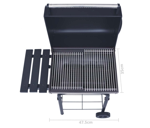vidaXL kokogļu grils un kūpinātava, ar apakšējo plauktu, melns