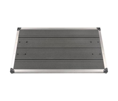 vidaXL āra dušas pamatne, pelēka, 110x62 cm, WPC, nerūsējošs tērauds