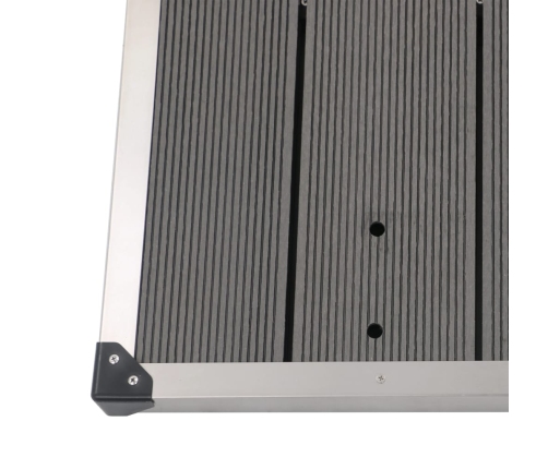 vidaXL āra dušas pamatne, pelēka, 110x62 cm, WPC, nerūsējošs tērauds