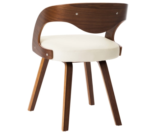 vidaXL virtuves krēsli, 4 gab., krēmkrāsa, liekts koks un mākslīgā āda