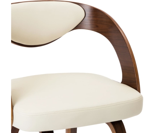 vidaXL virtuves krēsli, 4 gab., krēmkrāsa, liekts koks un mākslīgā āda