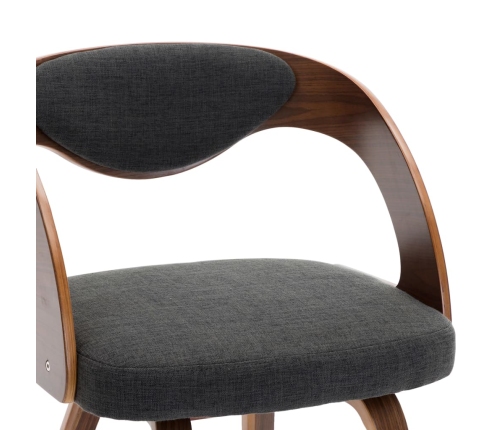 vidaXL virtuves krēsli, 6 gab., tumši pelēki, izliekts koks un audums