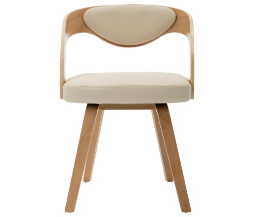 vidaXL virtuves krēsli, 4 gab., krēmkrāsa, liekts koks un mākslīgā āda