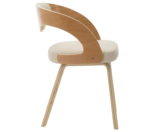 vidaXL virtuves krēsli, 4 gab., krēmkrāsa, liekts koks un mākslīgā āda