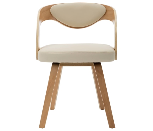 vidaXL virtuves krēsli, 6gab., liekts koks un mākslīgā āda, krēmkrāsas