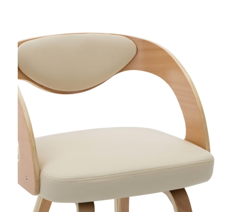 vidaXL virtuves krēsli, 6gab., liekts koks un mākslīgā āda, krēmkrāsas