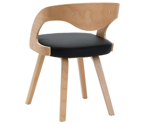 vidaXL virtuves krēsli, 4 gab., melni, liekts koks un mākslīgā āda