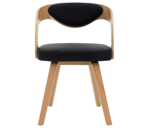 vidaXL virtuves krēsli, 6 gab., melni, liekts koks un mākslīgā āda