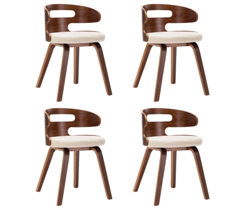 vidaXL virtuves krēsli, 4 gab., krēmkrāsa, liekts koks un mākslīgā āda