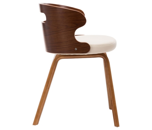 vidaXL virtuves krēsli, 4 gab., krēmkrāsa, liekts koks un mākslīgā āda