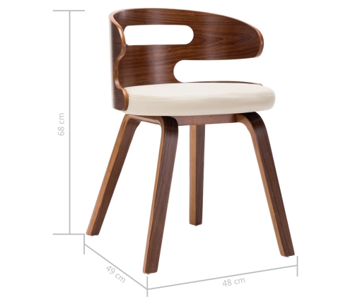 vidaXL virtuves krēsli, 4 gab., krēmkrāsa, liekts koks un mākslīgā āda