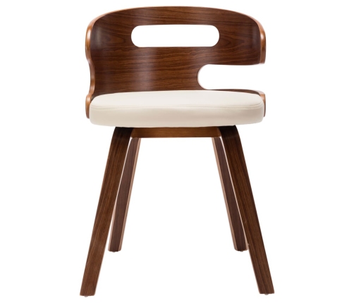 vidaXL virtuves krēsli, 6gab., liekts koks un mākslīgā āda, krēmkrāsas