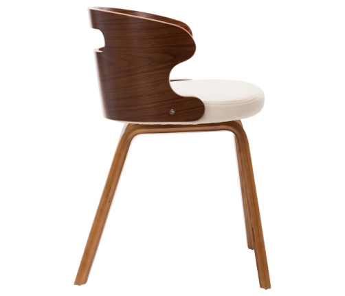 vidaXL virtuves krēsli, 6gab., liekts koks un mākslīgā āda, krēmkrāsas