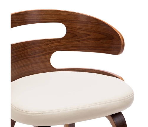 vidaXL virtuves krēsli, 6gab., liekts koks un mākslīgā āda, krēmkrāsas