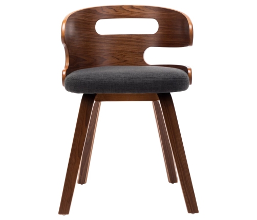 vidaXL virtuves krēsli, 6 gab., tumši pelēki, izliekts koks un audums